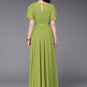 Olive Green Maxi Dress with Flutter Sleeves and Buttoned Waist Yoke RM353