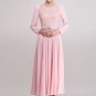 Long Sleeve Pink Lace Chiffon Maxi Dress RM358