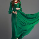 Emerald Green Maxi Dress with 3 Quarter Trumpet Sleeves RM364
