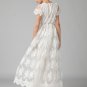 White Embroidered Organza Lace Maxi Dress with Scalloped Hem RM365