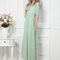 Light Mint Green Maxi Dress with Flounce and Drape Embellished Neck RM366