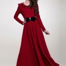 Maroon Maxi Dress with Sequined Peter Pan Collar RM369