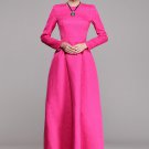 Long Sleeve Fuchsia Jacquard Maxi Dress RM370