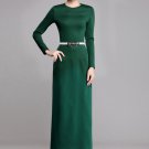 Long Sleeve Green Sheath Maxi Dress RM371