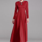 Long Sleeve Maroon Maxi Dress RM372