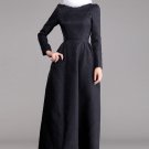 Long Sleeve Black Jacquard Maxi Dress RM373