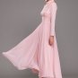 Pink Lace Chiffon Maxi Dress with Stand Collar and Long Sleeves RM375