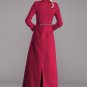 Red Wool Blend Maxi Dress with Asymmetric Peplum RM379