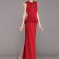 Sleeveless Red Sheath Maxi Dress with Peplum RM380