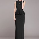 Sleeveless Black Sheath Maxi Dress with Peplum RM380