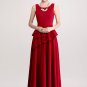 Wine Red Maxi Dress with Asymmetric Multi Layered Peplum RM387