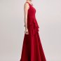 Wine Red Maxi Dress with Asymmetric Multi Layered Peplum RM387