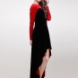 Contrast Color Black and Red Hi Lo Hem Dress with Sequin Embellishment RM390