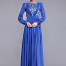 Sapphire Lace Chiffon Maxi Dress with Pleated V Top RM391