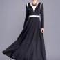 Contrast Colored Black Maxi Dress with White Panel Insertion RM394