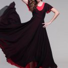Black and Red Maxi Dress with Flutter Sleeves RM400