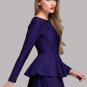 Purple Peplum Maxi Dress with Cabochon Neck RM405