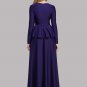 Purple Peplum Maxi Dress with Cabochon Neck RM405