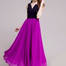 Black and Purple Maxi Dress with Queen Ann Neck RM407