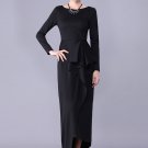 Black Asymmetric Peplum Dress RM409