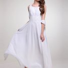 White Chiffon Maxi Dress with Lace Waist Yoke RM411