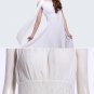 White Chiffon Maxi Dress with Lace Waist Yoke RM411