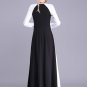 Long Sleeve Black Maxi Dress with White Fabric Panel Details RM412
