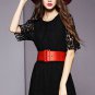 Half Sleeve Black Lace Maxi Dress with Metal Zipper RM413