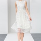 White Organza Midi Dress with Buttoned Top RM415