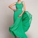 Green Chiffon Maxi Dress with Ruffled Top and Flounce Details RM417
