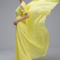 Yellow Lace Chiffon Maxi Dress with Puff Sleeves RM418