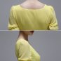 Yellow Lace Chiffon Maxi Dress with Puff Sleeves RM418