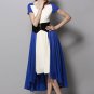 Ivory and Blue Hi Lo Hem Mixi Dress with Black Waist Yoke RM422