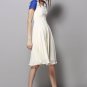 Ivory and Blue Hi Lo Hem Mixi Dress with Black Waist Yoke RM422