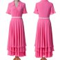 Fuchsia Maxi Dress with White Floral Lace Waist Yoke RM423