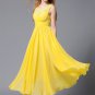 V Neck Yellow Maxi Dress with Lace Details and Ruched Waist Yoke RM424