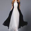 Black and White Maxi Dress with Rhinestone Neck RM425