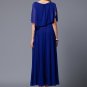 Dark Blue Maxi Dress with Asymmetric Cloak RM426