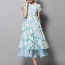 Sky Blue Floral Organza Midi Dress RM427