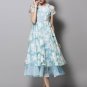 Sky Blue Floral Organza Midi Dress RM427