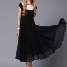 Black Max Dress with Contrast White Fabric Panel Insertion RM428