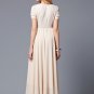 Beige Maxi Dress with Trapezoid Shaped Lace Details RM430