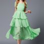 Layered Spring Green Maxi Dress with Pleated Top RM432