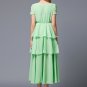 Layered Spring Green Maxi Dress with Pleated Top RM432