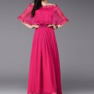 Off-Shoulder Deep Pink Maxi Dress with Cloak Top RM433