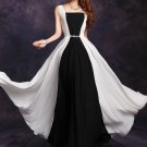 Black and White Maxi Dress with Cabochon Waist RM434