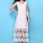 Floral Embroidered White Lace Maxi Dress with Scalloped Hem RM438