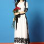White Lace Chiffon Maxi Dress with Black Eyelash Lace Details RM445