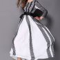 White Maxi Dress with Contrast Colored Black Eyelash Lace Details RM446