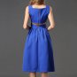 V Neck Sapphire Blue Midi Dress with Cut Back RM449